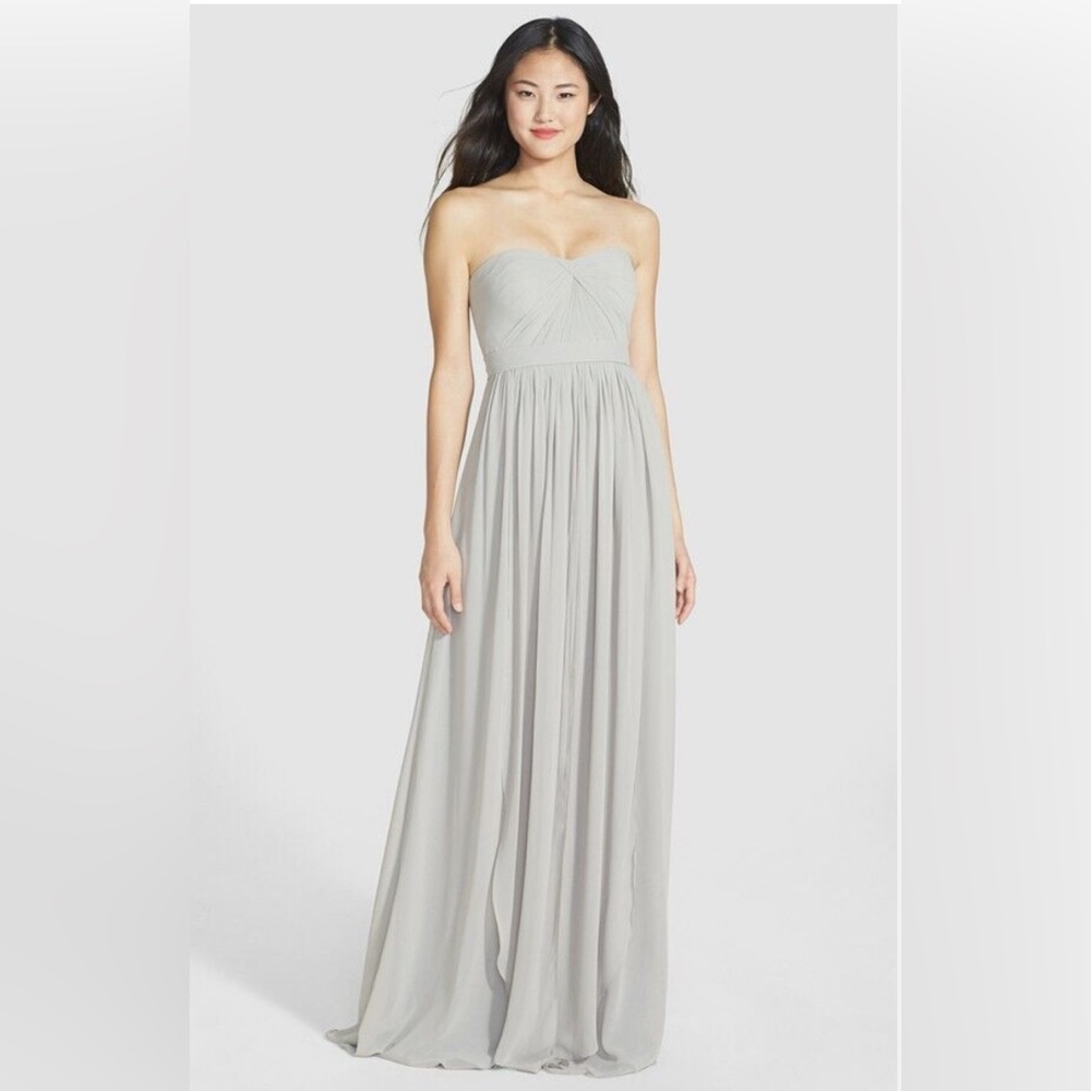 Jenny Yoo Strapless Dove Grey Dress
